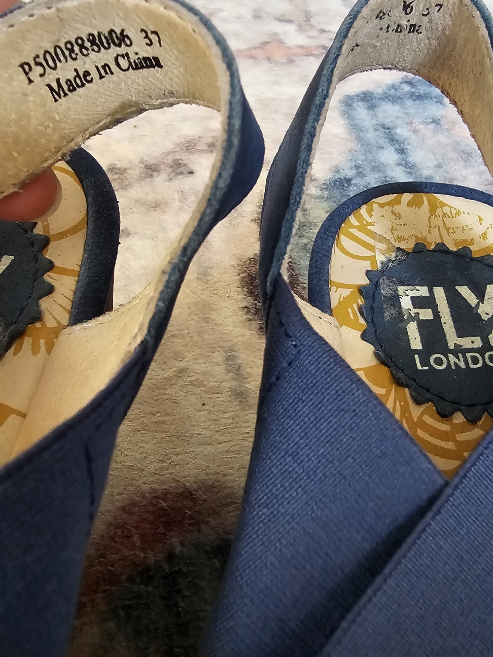 Fly London Blue Leather & Elastic Strap Platform Sandals - Picture 7 of 11